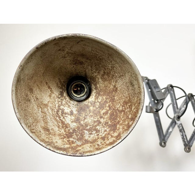 Industrial Scissor Wall Lamp in Grey from Elektroinstala, 1960s For Sale - Image 6 of 15