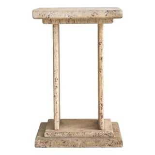 Italian Travertine Pedestal with Stepped Base, 1970s For Sale