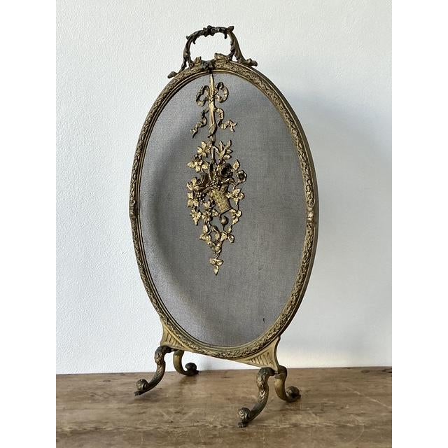 Brass Vintage Baroque Gilt Tipped Fire Screen For Sale - Image 8 of 9