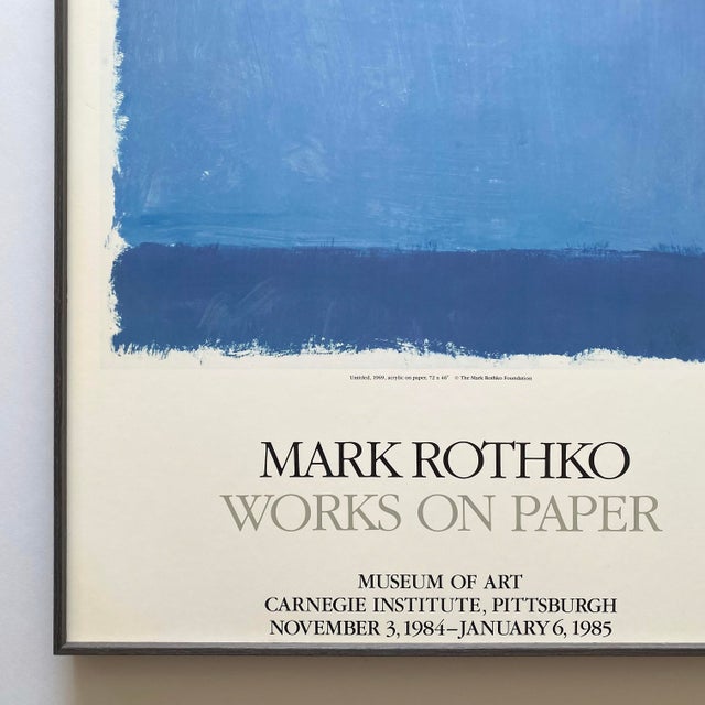 Sky Blue Mark Rothko Vintage 1984 Modernist Lithograph Print Framed Abstract Expressionist Extra Large Exhibition Poster " Untitled " 1969 For Sale - Image 8 of 14