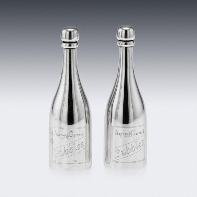 Silver Champagne Bottle Bubble Blowers from Asprey & Garrard, 2000s, Set of 2 For Sale - Image 3 of 14