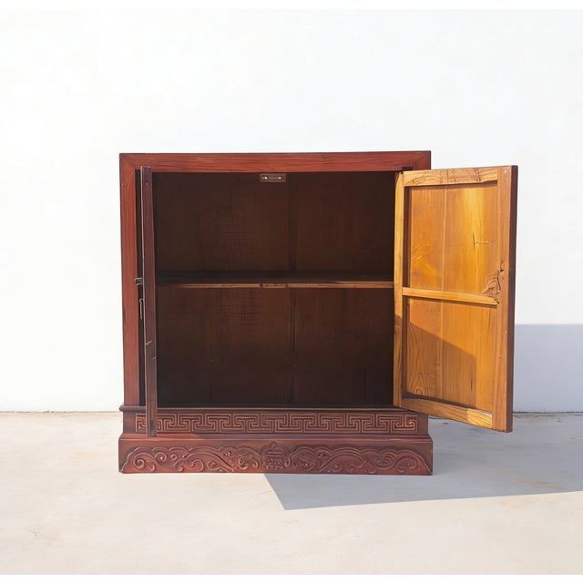 Ancient Chinese Elm Lacquered Cabinet For Sale - Image 4 of 5