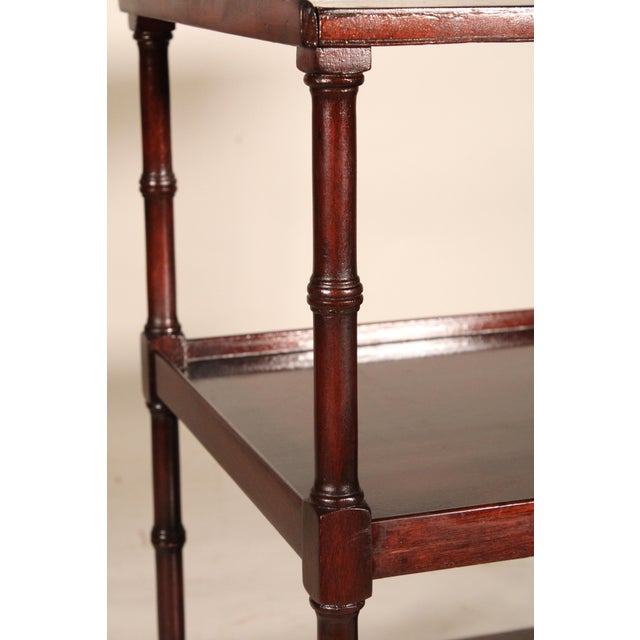 Pair of English Regency Style Mahogany 3 Tier Side Tables For Sale - Image 9 of 11