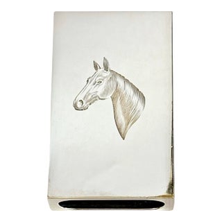 Vintage Asprey Sterling Silver Equestrian Horse Matchbook Case For Sale