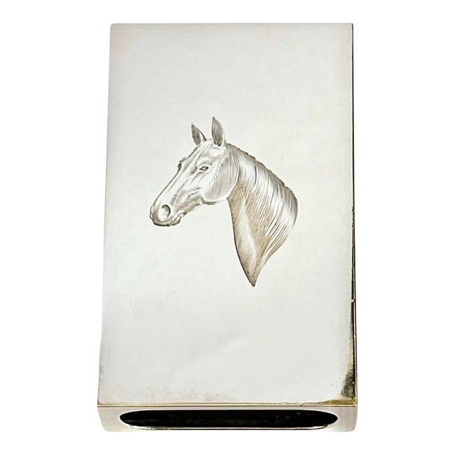 Vintage Asprey Sterling Silver Equestrian Horse Matchbook Case For Sale