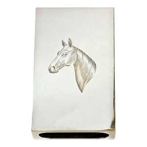Vintage Asprey Sterling Silver Equestrian Horse Matchbook Case