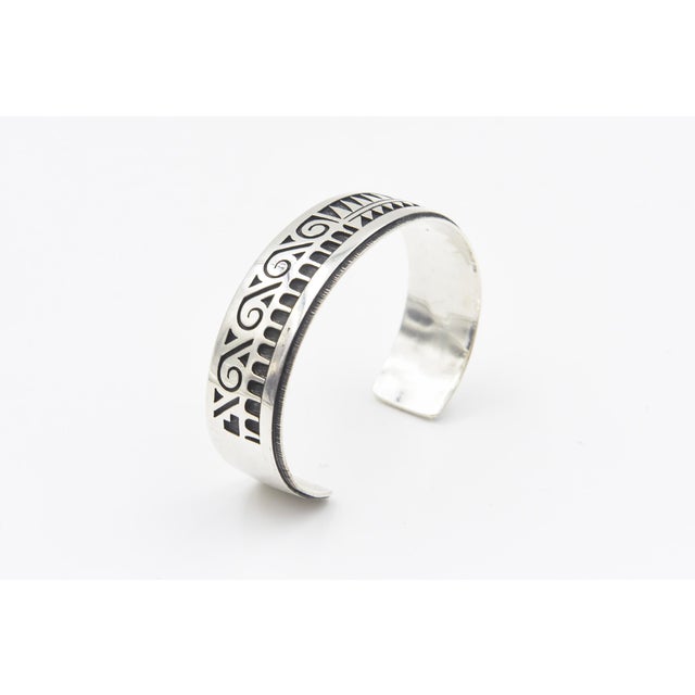 Metal Vintage Hopi Native American Overlay Sterling Silver Cuff Bracelet by Chalmers Day For Sale - Image 7 of 12