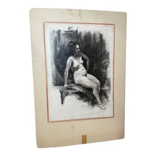 Vintage Frederick William Weber Mixed Media Nude Still Realism Sketch Drawing For Sale