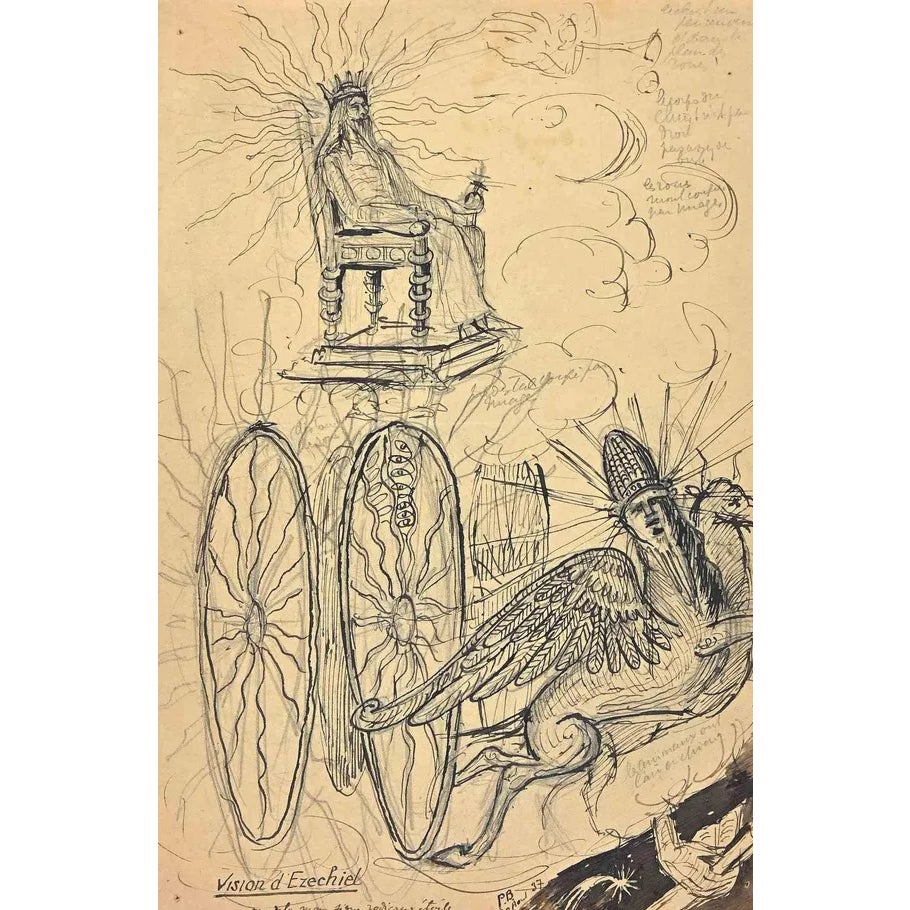 Unknown, The Sacred Flying Chariot: Ezekiel's Vision, Pen & Pencil ...