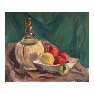 Hill American-School Oil on Canvas Still Life With Bottle For Sale