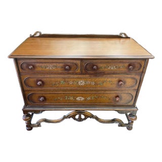 Mid 20th Century Vintage "Berkey & Gay Furniture" Chest of Drawers Dresser, Floral Print For Sale
