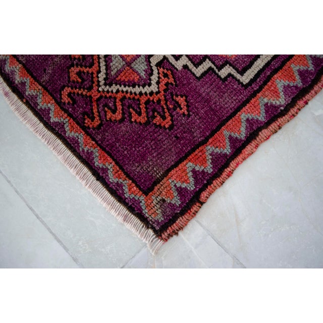 Distressed Small Low Pile Hand Knotted Yastik Rug Faded Mat - 18'' X 36'' For Sale - Image 9 of 15