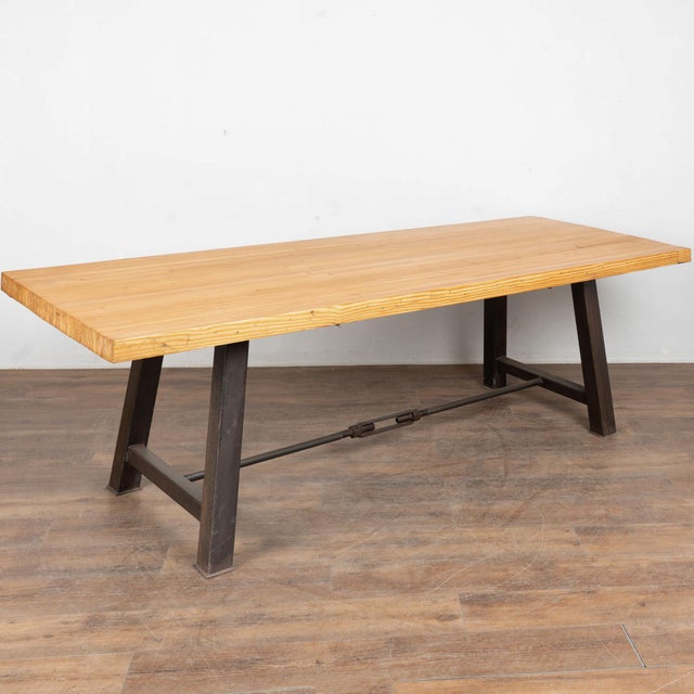 Reclaimed Industrial Bowling Lane Wood Top Work or Dining Table For Sale - Image 11 of 11