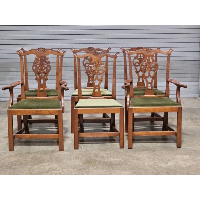 Store Item: Set of 6 Eldred Wheeler Chippendale Style Cherry Dining Chairs Set of 6 Bench Made "Rare" Description: Very...