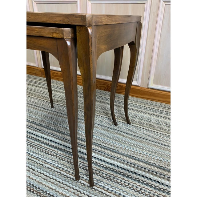 1960s Burl Nesting Tables by Baker - Restored For Sale - Image 4 of 12