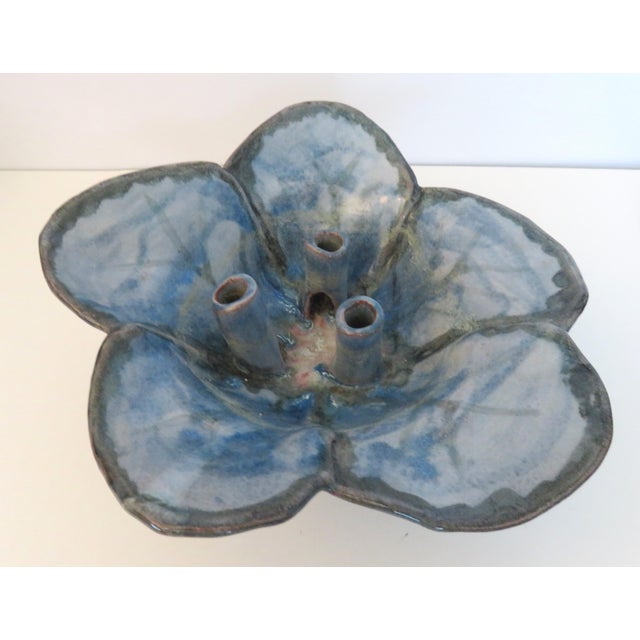 Studio Art Pottery Ikebana Vase 3 Flower Tubes Floral Frog Signed Hand-Made This is a signed by artist piece and it is...