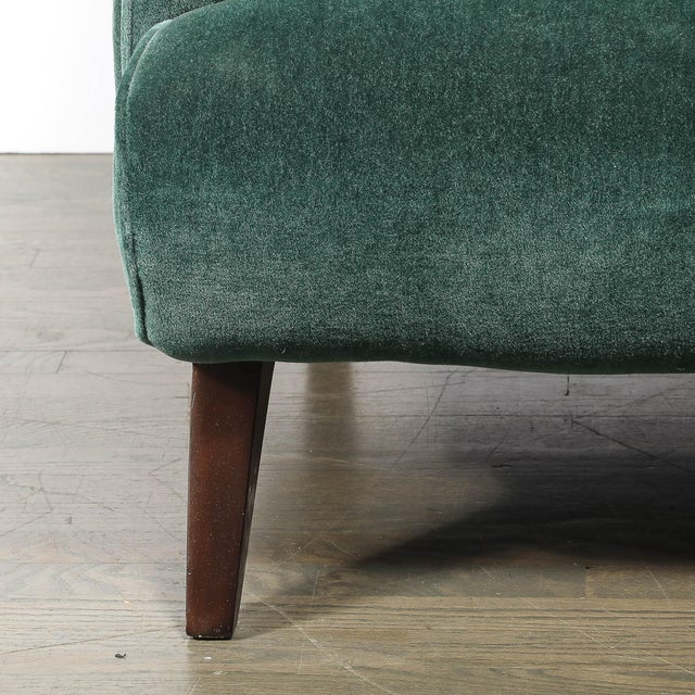 Mid-Century Modern Pair of Mid-Century Curvilinear Green Mohair Lounge Chairs W/ Ebonized Supports For Sale - Image 3 of 15