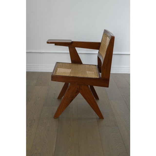 Wood 1960s Pierre Jeanneret Writing Chair From Punjab University, Chandigarh For Sale - Image 7 of 11