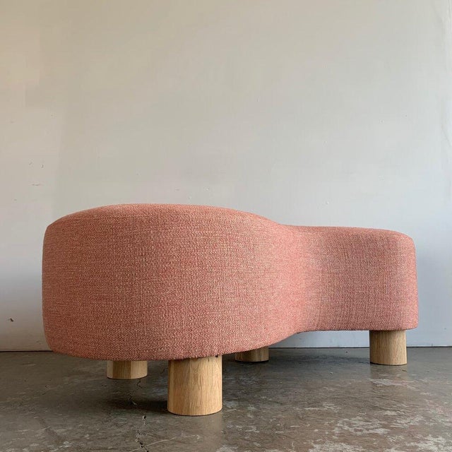 Custom Made Pink Kidney Ottoman For Sale - Image 4 of 11