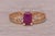 The Middie: Emerald Cut Natural Ruby and Diamond Ring in Yellow Gold For Sale - Image 9 of 11