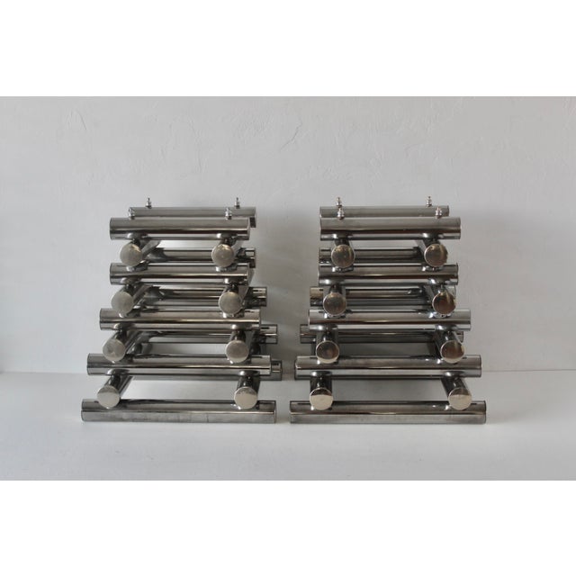 Paul Mayen Style Chrome Tubular Stacked Side Tables Vintage-a Pair For Sale In Miami - Image 6 of 17