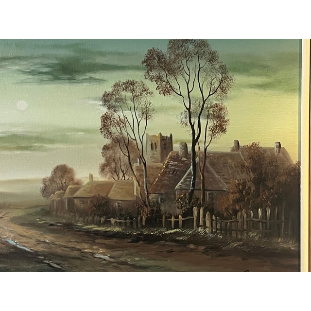 Winter Trees at Village in English Countryside by 20th Century British Artist 1985 Circa For Sale - Image 12 of 13