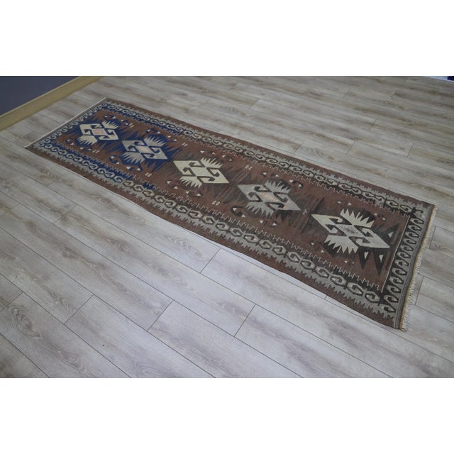 Size: 3 x 9 ft ( 89 x 273 cm) 35 x 107 inches Color: Brown, Gray, Navy Blue, Beige Material: 100% Hand Spun Organic Wool...