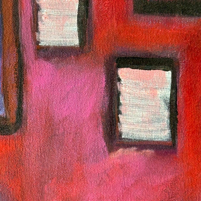 Textile 1996 Postmodern Cityscape Painting For Sale - Image 7 of 9