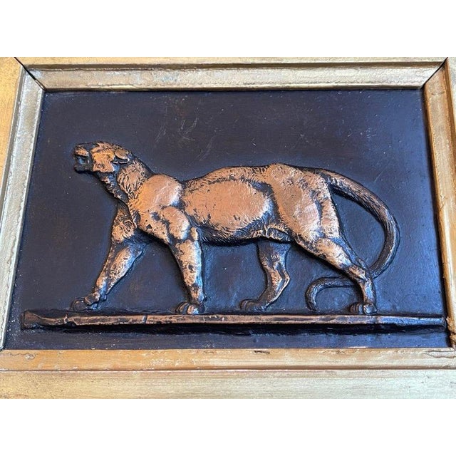 Copper Leopard Bas Relief after Barye For Sale - Image 3 of 6