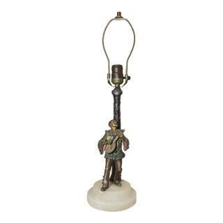 Antique Austrian Figural Bronze Patinated Electric Clown Candelabra Lamp Light For Sale