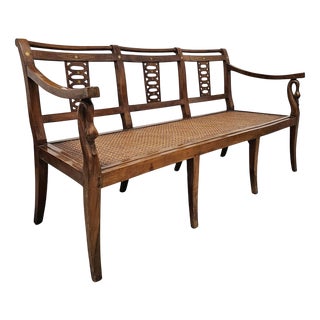 Late 18th Century Directoire Style Settee in Walnut and Brass Inlay, 1795 For Sale
