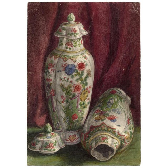 Keswick Sketching Club, Chinoiserie Jars Still Life, Watercolor For Sale - Image 4 of 7