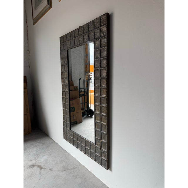 Abstract Vintage Brutalist Metal Wall Mirror by Uttermost/ Sold For Sale - Image 3 of 12