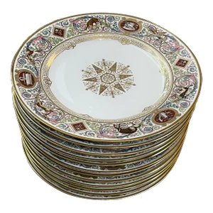 Antique Sevres Chateau De Fontain Bleu Plates- Set of 12
