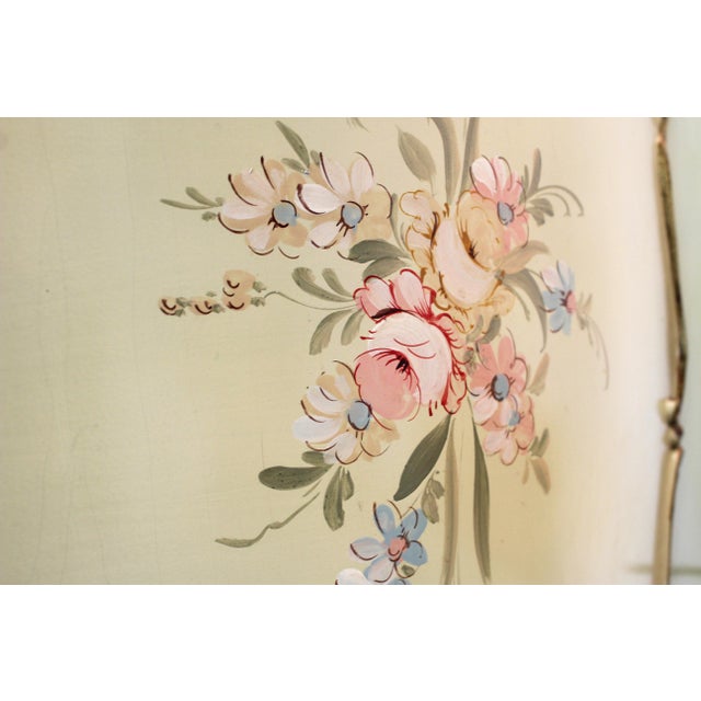 Venetian Baroque Green Lacquered Hand-Painted Floral Three-Door Wardrobe, 1950s For Sale - Image 9 of 17