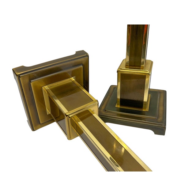 Metal Architectural Brass Geometric Table Lamps from Kullmann, 1970s, Set of 2 For Sale - Image 7 of 11