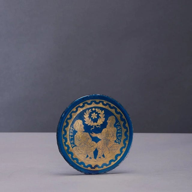 Venetian Blue Glass Romanesque Revival Medallion, Late 19th Century For Sale - Image 6 of 11
