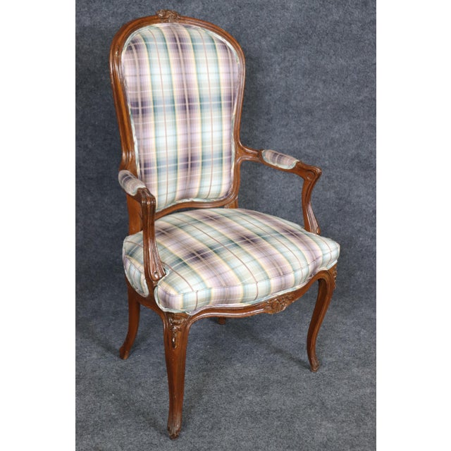 Set of 8 Walnut Louis XVI Cane and Upholstery Backed Dining Chairs For Sale - Image 10 of 12