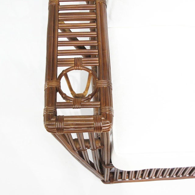 1930s Art Deco Presidents Nantucket Stick Walnut Finished Reed Rattan Livingroom Set, 4 Pieces For Sale - Image 9 of 10