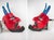 Red Large Vintage Hand Carved Red Diablo Costume Mask With Beard & Blue Feathers For Sale - Image 8 of 18