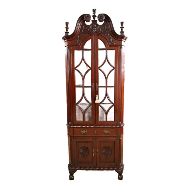 19th Century Mahogany Centennial Chippendale Ball & Claw Corner Cabinet For Sale