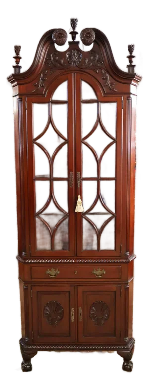19th Century Mahogany Centennial Chippendale Ball & Claw Corner Cabinet