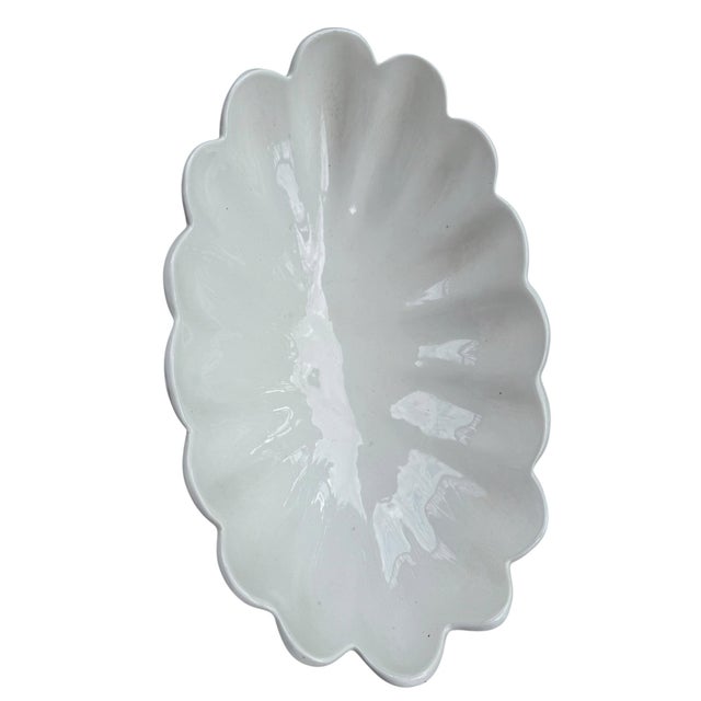 White Vintage Italian White Ceramic Putto Shell Compote Bowl / Figural Centerpiece, 14" For Sale - Image 8 of 8
