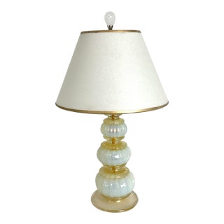 1950s Mini Venetian Glass Lamp With Shade and Finial For Sale