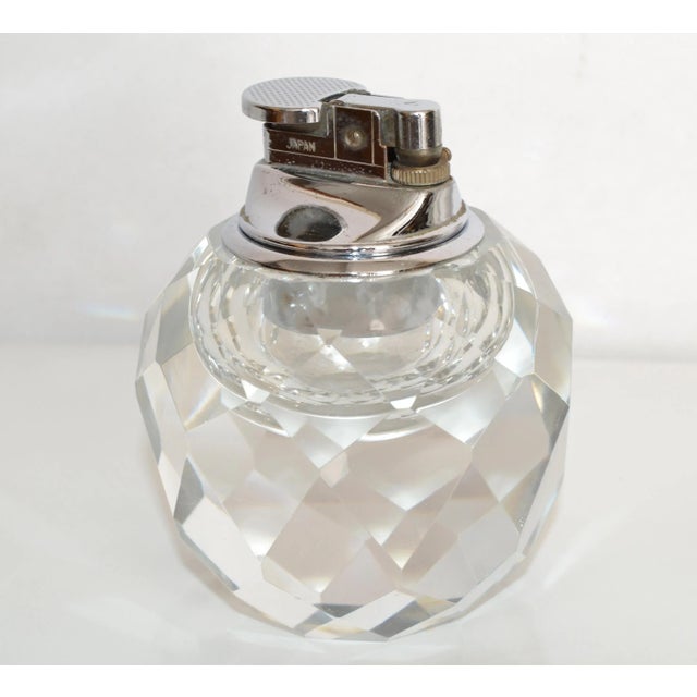 Mid-Century Modern Transparent Faceted Art Glass Chrome Gas