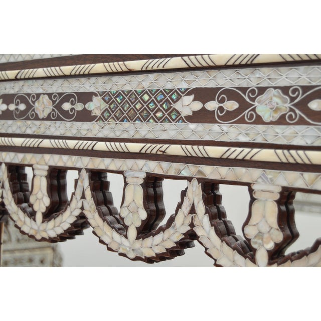 Vintage Handcrafted Moorish Mother-Of-Pearl Console Table & Mirror Set For Sale In New York - Image 6 of 13