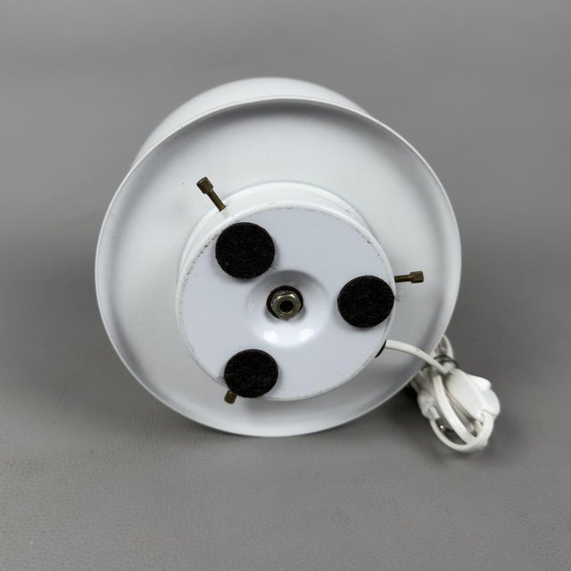 Metal Modernist UFO Sphere Table Lamp in White Murano Glass, 1970s For Sale - Image 7 of 12