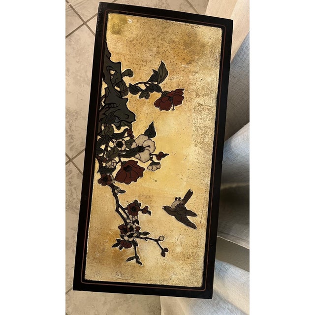 Vintage Mid-Century Chinese Black and Gold Lacquer Cabinet With Mother of Pearl Inlays For Sale In Tampa - Image 6 of 18