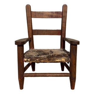 Vintage Children's Chair With Hide Upholstery For Sale