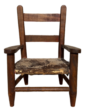 Vintage Children's Chair With Hide Upholstery